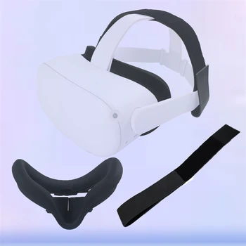 Силиконовая Накладка Для Лица 2в1 Против Пота и Оголовье из искусственной кожи, Снижающее Давление, Уменьшающий Вес Ремешок для Очков виртуальной Реальности Oculus Quest 2