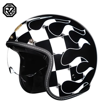 Мотоциклетный шлем с открытым лицом винтажный мотоцикл Vespa capacete Chopper Bike ЧЕРНЫЙ