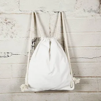 Холщовая сумка на плечах с завязками и карманами, креативный студенческий рюкзак для покупок, хлопковый мешочек 34 * 43 см