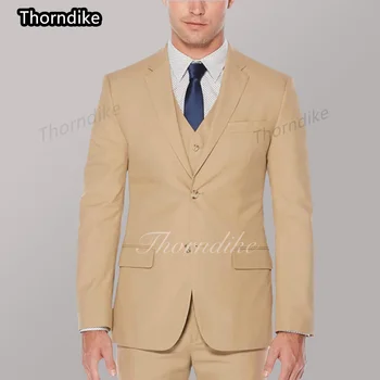 Торндайк 2022 Новый мужской свадебный костюм для выпускного вечера, однотонный приталенный смокинг, мужской официальный деловой костюм для работы, комплект из 3 предметов