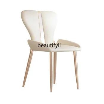 Легкий Роскошный обеденный стул, современный минималистичный стул для отдыха в домашнем ресторане, усовершенствованная мебель для обеденного стула из нержавеющей стали