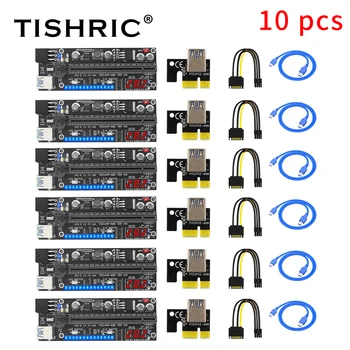 10ШТ TISHRIC PCIE Riser 015X Удлинитель видеокарты для видеокарты Улучшенная версия с дисплеем температуры
