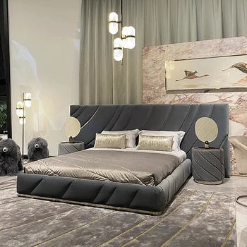 Итальянский современный простой светлый роскошный особняк главная спальня 1,8 м с двуспальной кроватью king size