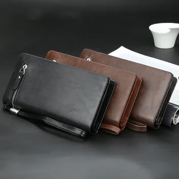 Мужской длинный деловой кошелек, многофункциональный клатч, немного больше карточек, сумочка-клатч на молнии