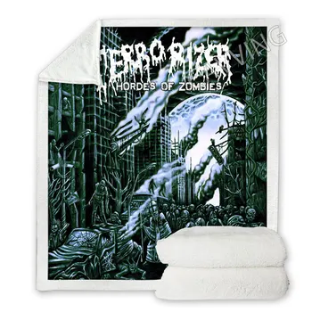 Terrorizer Rock 3D принт Шерп Одеяло Прямоугольное Одеяло Текстиль Флисовое носимое одеяло Плед Домашний декор