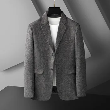 Новая мужская куртка ранней весны, приталенный модный клетчатый маленький костюм, деловой повседневный пиджак, мужской одиночный костюм