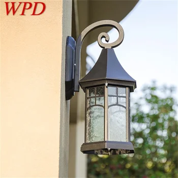 WPD Уличные ретро настенные бра, светодиодная водонепроницаемая черная лампа IP65 для украшения крыльца дома