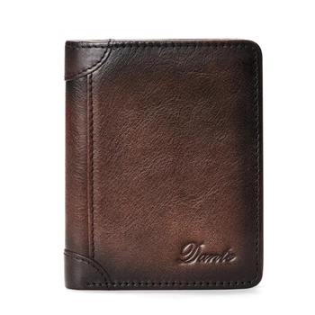 Мужской кожаный бумажник с RFID-блокировкой, кошелек для монет, Противоугонный органайзер для проездных карт