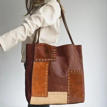 Модная сумка через плечо в европейском и американском стиле в стиле ретро с заклепками, женская сумка-тоут