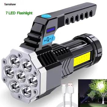 Мощные светодиодные фонари Cob боковой светильник Легкий материал ABS 7LED перезаряжаемый фонарик мощный со встроенной батареей