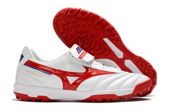 Аутентичная мужская обувь Mizuno Creation MORELIA II AS / TF, Кроссовки Mizuno, Уличная спортивная обувь Белого / красного / синего цвета, Размер Eur 40-45