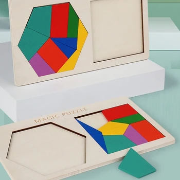 B2EB 2 В 1 Красочная шестигранная игрушка-головоломка Танграм для детей, развивающие подарки