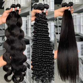 30-дюймовые прямые пучки человеческих волос и объемные пучки человеческих волос deep wave пучки Бразильских натуральных волос remy для наращивания