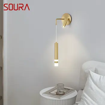 Современная прикроватная лампа SOURA из золотой меди LED Simply Creative Brass Sconce для домашней гостиной