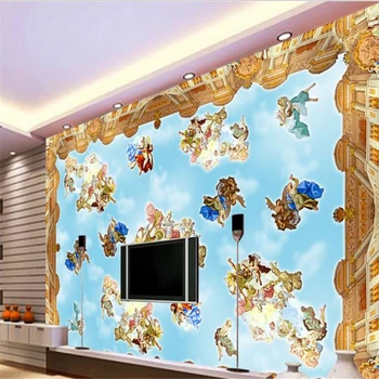 большие обои beibehang на заказ 3d стереоскопическая европейская пейзажная живопись небесный персонаж Дизайн стен телевизора