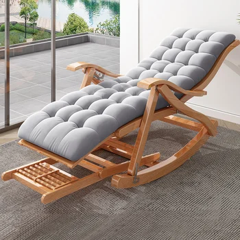 Складное кресло-качалка для гостиной, шезлонг для отдыха, Переносное бамбуковое кресло-качалка для взрослых, Эргономичная мебель для балкона Lazy