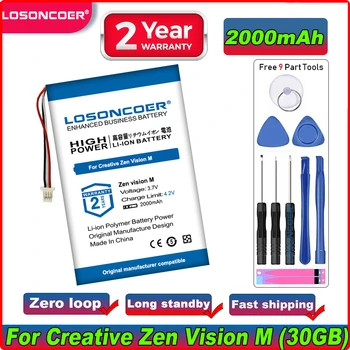 Аккумулятор LOSONCOER 2000mAh для динамика Creative Zen Vision M BA20603R79914 DVP-HD0003