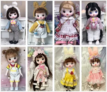 Кукла с пластиковым шарнирным телом BJD Mini doll ручной макияж лица куклы длиной 17 см продаются вместе с одеждой