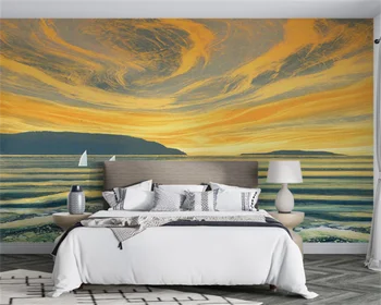 Обои на заказ простой современный морской закат sunset sailing парусный спорт высокого класса гостиная спальня фон настенная роспись behang