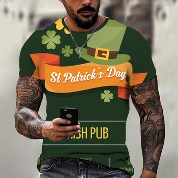 2023 Новая Мужская футболка С Днем Святого Патрика 3.17 Carnival Irish Festival Green Summer С коротким рукавом Harajuku T-shirt Street