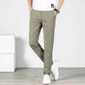 Весенне-летние Новые Мужские Повседневные брюки Slim Fit, Тонкие брюки В Западном стиле, Прямые Модные Брюки Из Нетканого материала