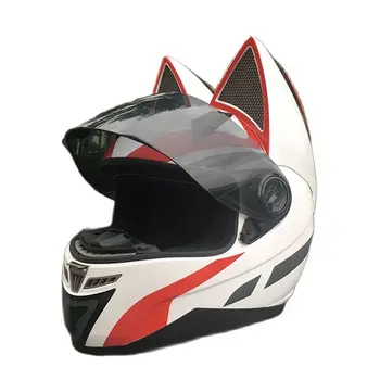 Одобренный DOT Оригинальный мотоциклетный шлем марки NITRINOS с прекрасными кошачьими ушками, дизайн шлема в анфас, защитный женский и мужской шлем