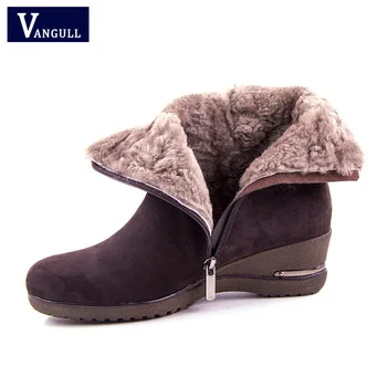 Vangull/ Новая женская обувь из замши WinterCOW, 2018 г., зимние ботинки с шерстяным мехом и плюшем, высококачественная обувь из натуральной кожи, ботильоны