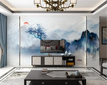 beibehang Индивидуальные современные украшения спальни гостиной живопись из папье-маше китайскими чернилами пейзаж ТВ фоновые обои