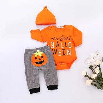 Одежда для маленьких девочек и мальчиков, зимний комплект для новорожденных на Хэллоуин, комбинезон с надписью 