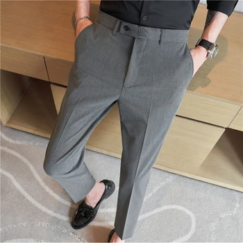 Тонкие вышитые брюки для костюма Nine Points в корейском стиле, мужские эластичные брюки для маленьких ног, тонкие Деловые повседневные брюки для костюма