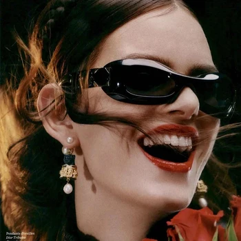 Новинка 2023 года, Женские Черные солнцезащитные очки с округлыми очками, роскошный бренд, дизайнерская обувь в толстой оправе, Модные Овальные солнцезащитные очки, футуристические Женские очки-выпученные глаза