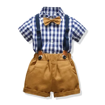 Одежда джентльмена для малышей, одежда для маленьких мальчиков, рубашка с галстуком-бабочкой + шорты, костюм джентльмена для вечеринки, 2 предмета, детская одежда от 1 до 7 лет