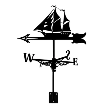 Флюгер парусника - силуэт флюгера парусника в стиле ретро, декоративный указатель направления ветра для наружной крыши двора