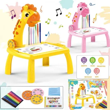Детский светодиодный проектор, стол для рисования, Игрушки, Детская доска для рисования, стол для декоративно-прикладного искусства, Обучающие Инструменты для рисования, Игрушка для девочки