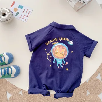 Боди с длинным рукавом для новорожденных 0-24 месяцев, Весенне-новый стиль, темно-синий комбинезон, однотонные модные комбинезоны с героями мультфильмов, уличная одежда