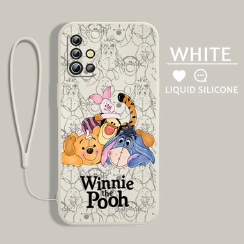 Милый чехол для телефона Disney Winnie Bear Samsung A54 A34 A04 A14 A13 A12 A31 A91 A81 A71 A51 A11 Core Lite с жидкой Веревкой