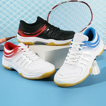 Ультралегкая обувь для бадминтона, дышащие мужские и женские кроссовки, нескользящая обувь для тренировок на коровьей подошве, обувь для парных теннисов