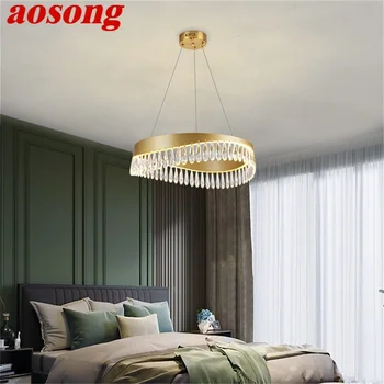 Подвесная люстра AOSONG, золотой роскошный домашний светодиодный светильник в стиле постмодерн для гостиной-столовой