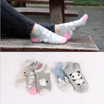 DHL 200 пар хлопковых носков в полоску с милыми животными для девочек, креативные повседневные забавные носки для женщин