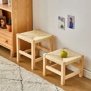 Маленькая скамейка низкий табурет садовый ротанговый стул бытовой табурет из массива дерева журнальный столик для обуви квадратный табурет детский стул