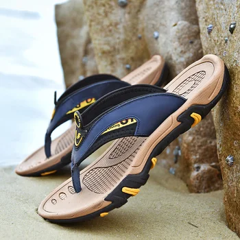 Летние пляжные тапочки Jumpmore, Кожаные вьетнамки, повседневная обувь для мужчин, Размер 38-45