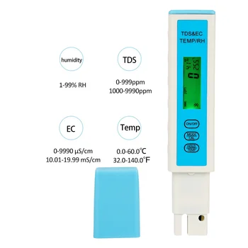 цифровой умный Bluetooth 4 в 1 water EC TDS Измеритель влажности и температуры с ручкой-тестером для питьевой воды Гидропоники
