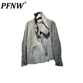 PFNW Deconstruction Асимметричный Пошив Холодное Окрашивание Старых Дизайнерских Нишевых Курток в стиле Ретро Мужские Осенние Куртки Tide Solid Vimtage Coat 12A4385