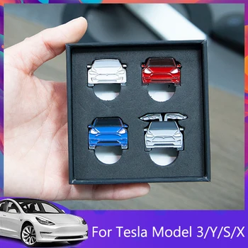 Брошь из 4 шт./компл. для Tesla Model 3/S/X/Y  Аксессуары Брошь-булавка для подарка модели Tesla Прикольная булавка для крепления модели автомобиля Детали экстерьера автомобиля