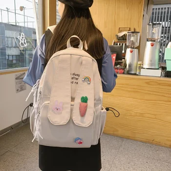 Новый длинный рюкзак с заячьими ушками, сумка для девочки, женский рюкзак с заячьими ушками из мультфильма Anmie, женская школьная сумка для подростков, сумка для колледжа