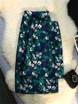 Винтажные женские юбки с запахом с вышивкой и цветочным принтом, новинка 2023 года, офисные юбки миди-карандаш с высокой талией, женская весна