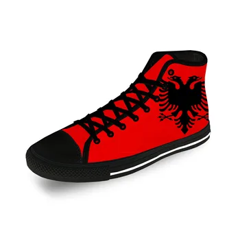 Высокие кроссовки с орлом под флагом Албании Мужская Женская повседневная обувь для подростков Парусиновые кроссовки для бега с 3D принтом Дышащая Легкая обувь