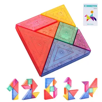 Красочная магнитная 3D-головоломка Танграм Математическая игрушка для тренировки логического мышления Настольные игры для рисования Обучающая игрушка Монтессори для детей