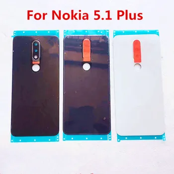 5.1Plus Настоящий корпус для Nokia 5.1 Plus / X5 Стеклянная крышка батарейного отсека Ремонт задней панели телефона + Логотип на стекле камеры