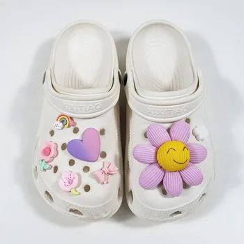 Обувь с отверстиями в виде улыбающегося цветка, наполненная хлопком, аксессуары для полевых работ, Милые Декоративные аксессуары из смолы, Съемная пряжка для обуви